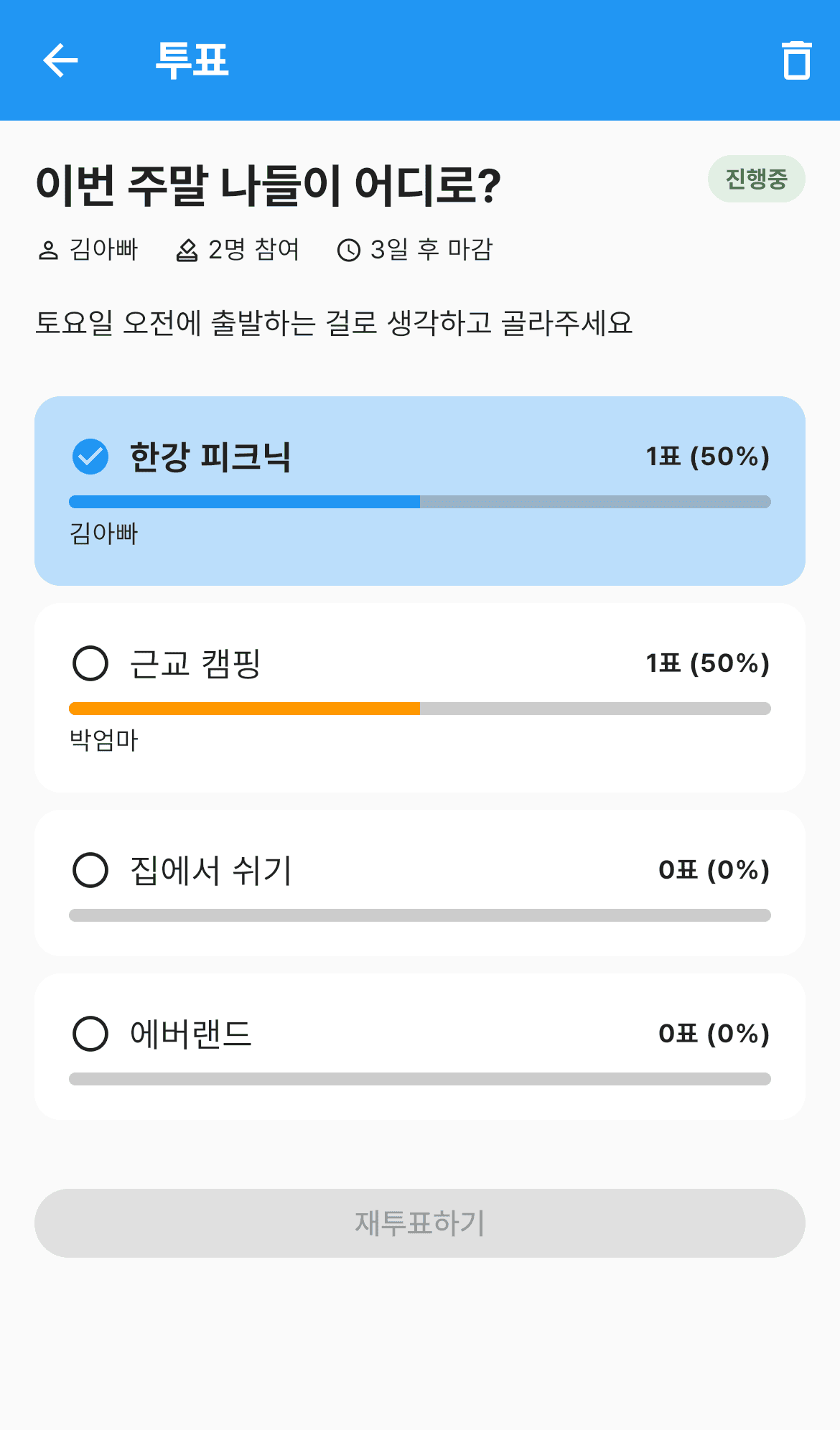투표 결과